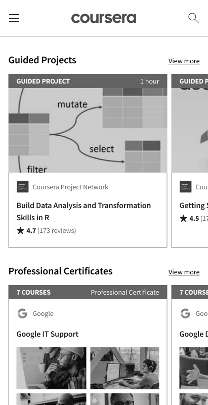 Single and multi-course cards