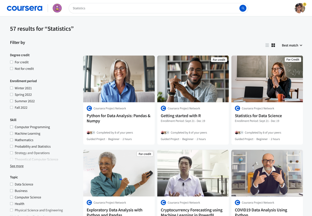 User flow sample: Search results