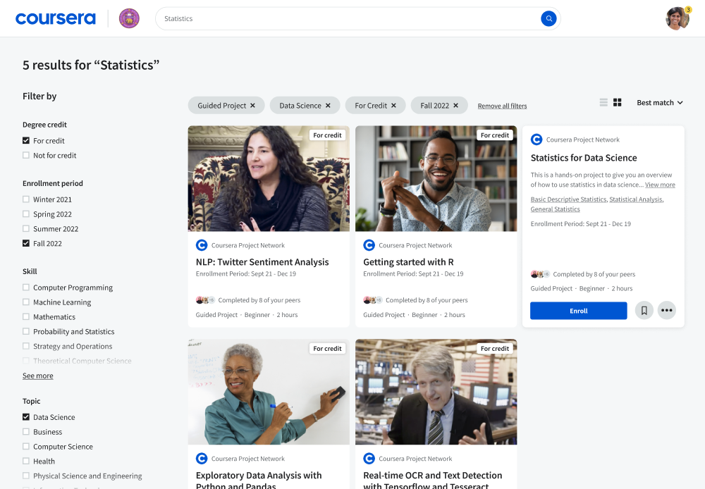 User flow sample: Select a Guided project