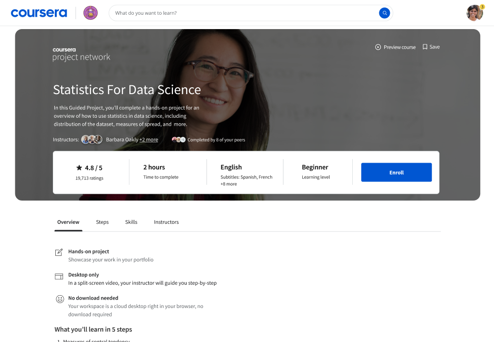 User flow sample: Guided Project details