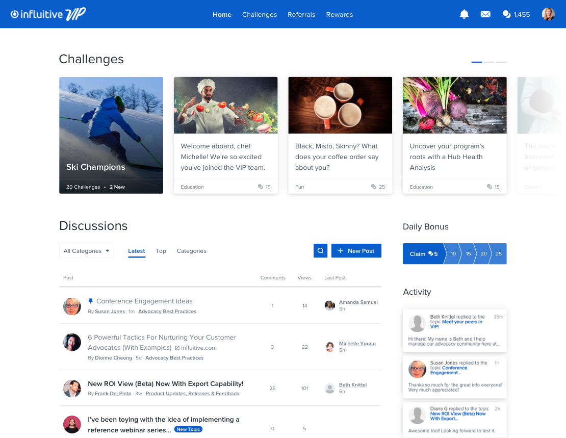 Influitive Desktop Design